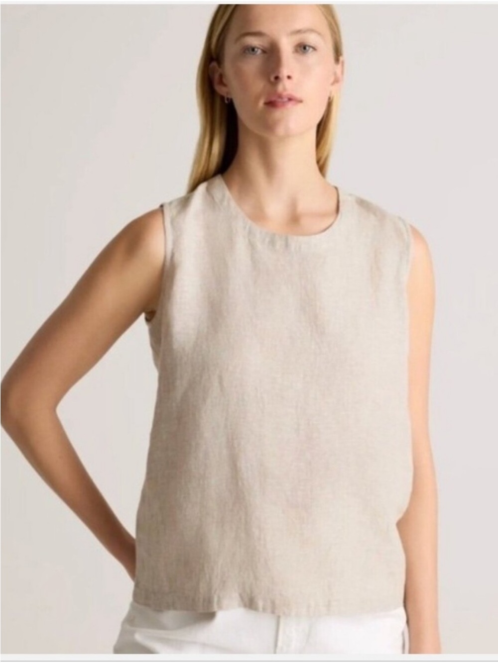 Quince 100% European Linen Tank In Flax Size  Large